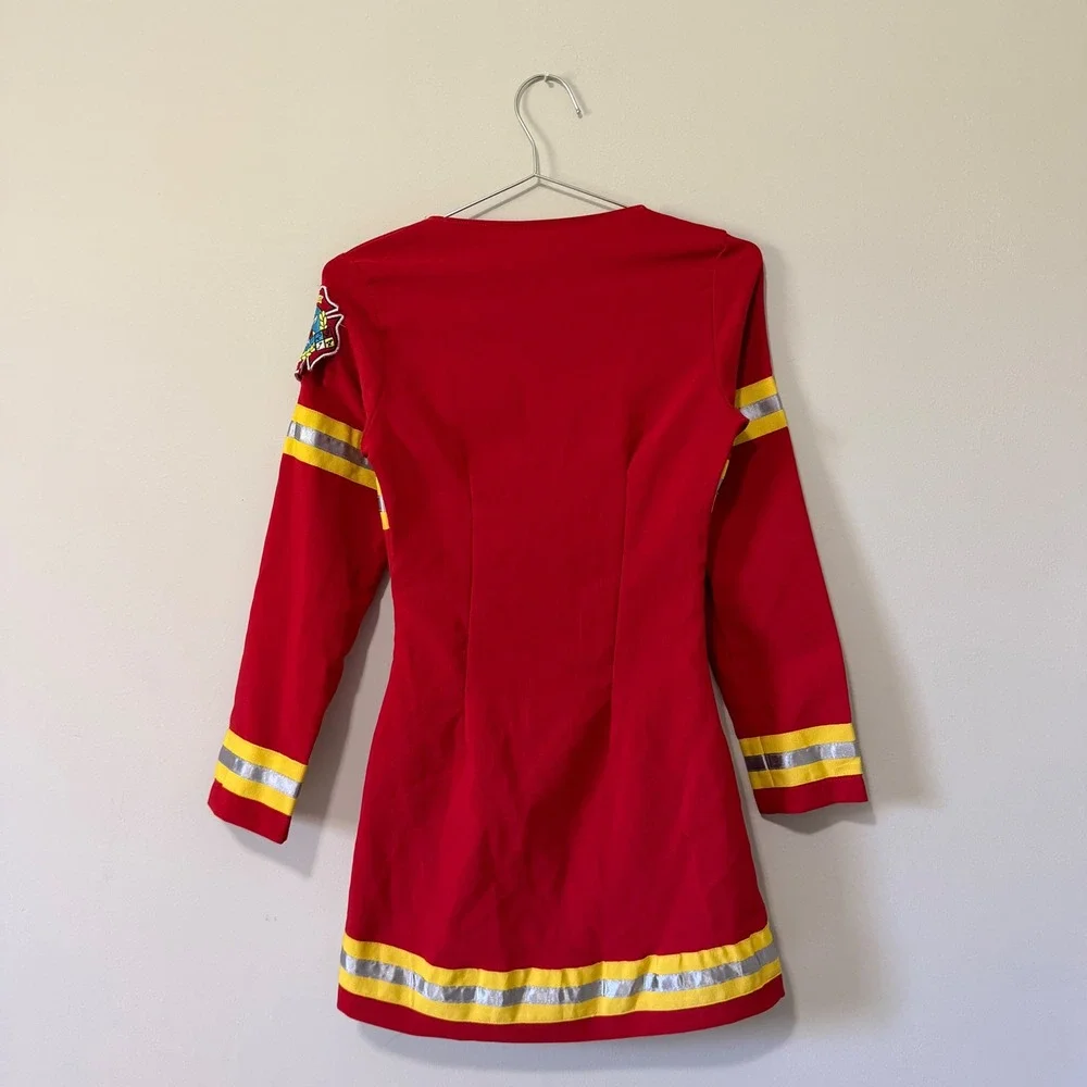 Leg Avenue Red Firefighter Costume Dress XS/S Reflective Fire Dept Patch - Picture 7 of 8